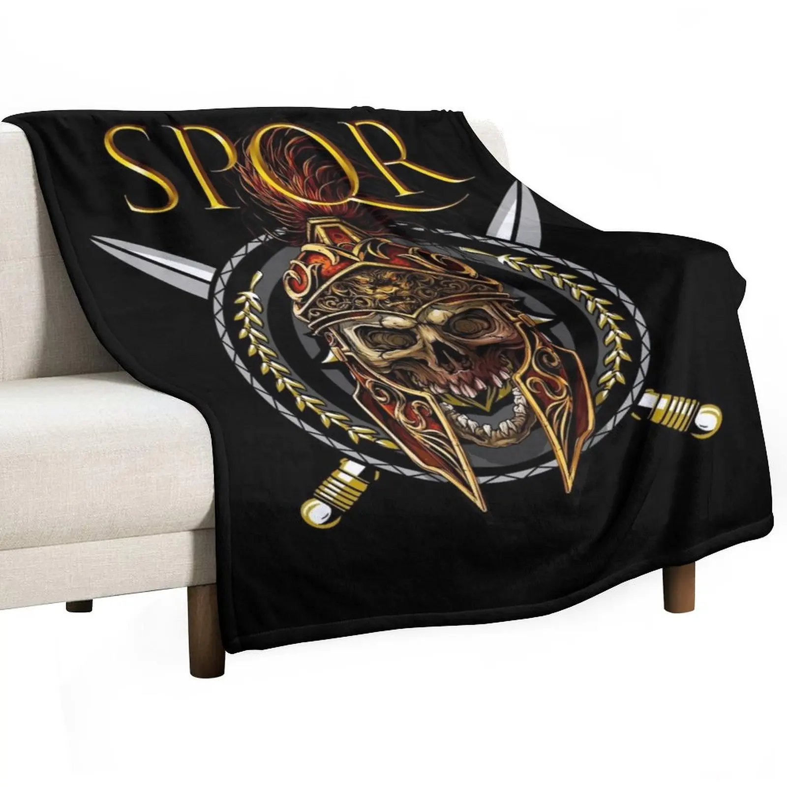 

SPQR Roman Soldier Skull Throw Blanket Tourist Blankets Sofas Of Decoration warm winter Soft Beds Blankets