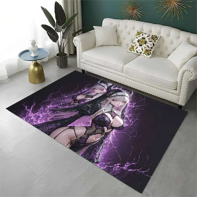 Gothic Dark Cartoon Cute Girls Anime Characters Large Area Rug Non-slip Carpet for Bedroom Living Room Sofa Doormat Home Decor - view 3