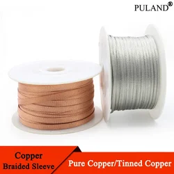 Tinned Plating Copper Braided Sleeve Width 2 4 6 8 10 12 14 16 18 20 25 28mm Expandable Wire Cable Screen Shielded Metal Sheath