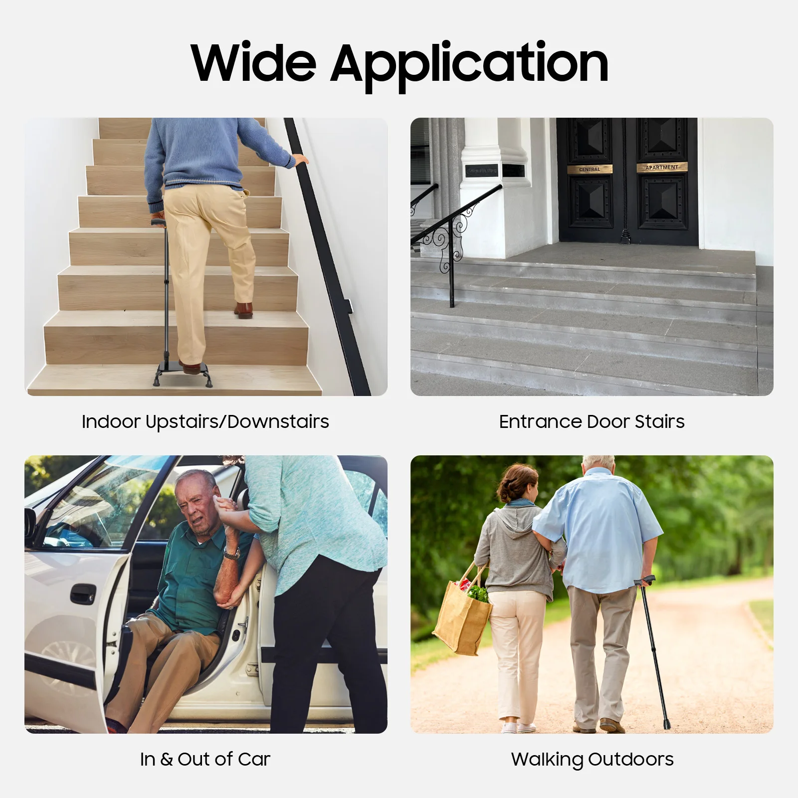 Bastón plegable de aleación de aluminio para caminar, bastón de asistencia para escalar escaleras, bastón ajustable de 85-105cm, ayuda para levantar escaleras