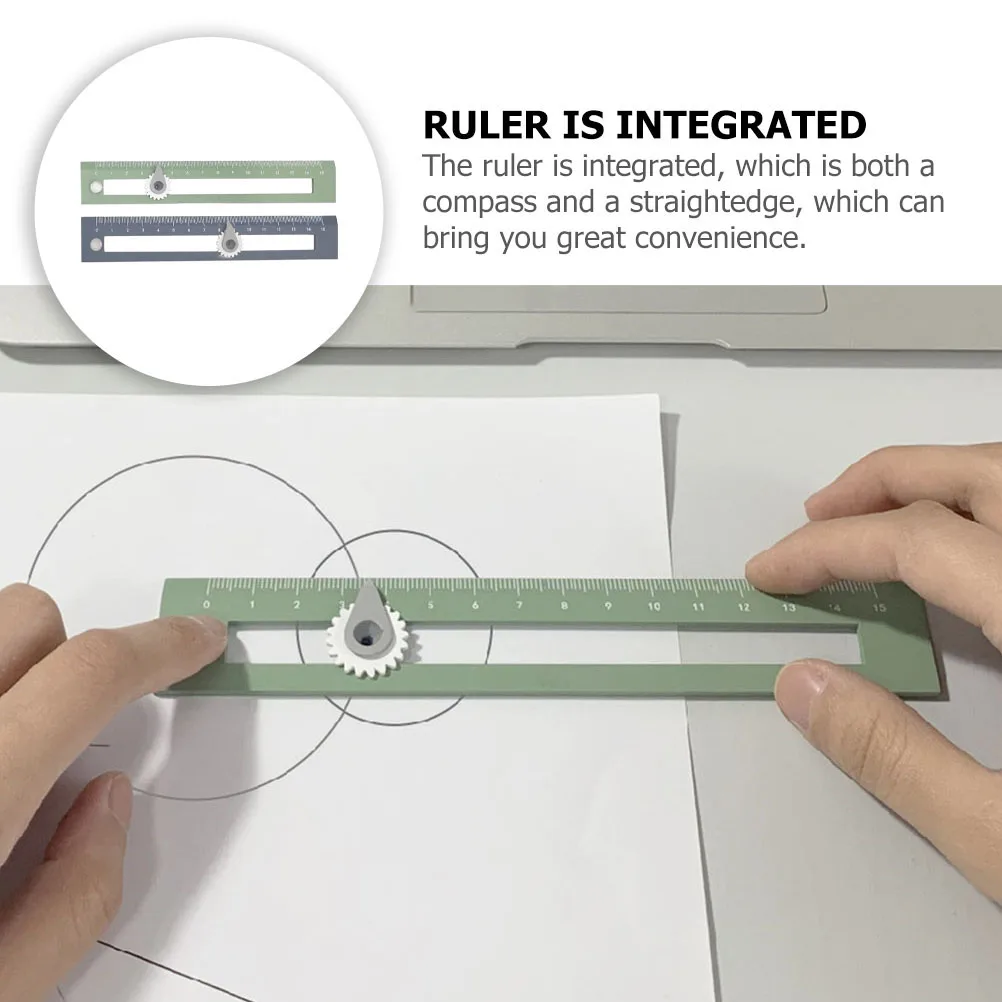 2Pcs Plastic Compass Ruler Drawing Tool Straightedge Measurement Device for Teachers Students Engineers Mapping Accessories