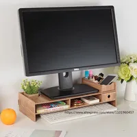 Wooden Monitor Riser with Drawer, Computer Laptop Desktop, Keyboard Storage Rack, Desk Organizer, Shelf Drawer