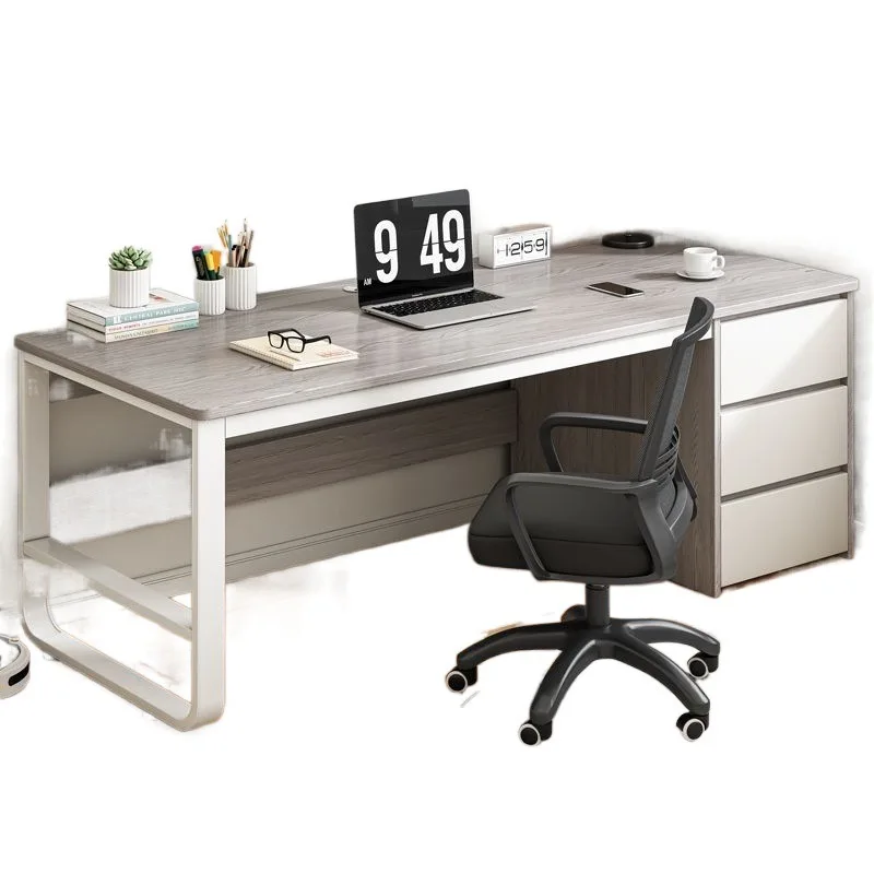 Modern minimalist wooden desk with retractable chair, suitable for home/office/villa use, customizable colors and sizes