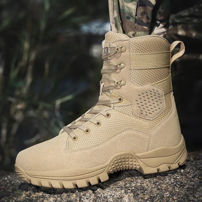 Botas tácticas impermeables para hombre, zapatos de seguridad para el trabajo, escalada, senderismo, botines al aire libre, desierto