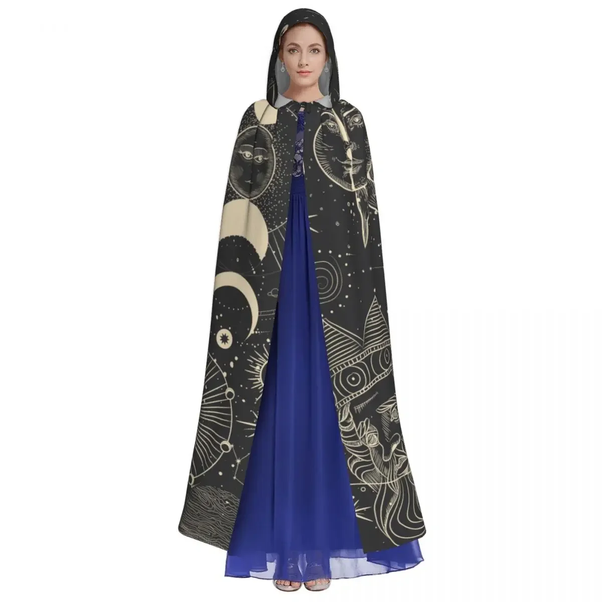 Customization Unisex Adult Zodiac Signs Cloak With Hood Long Witch Costume Cosplay
