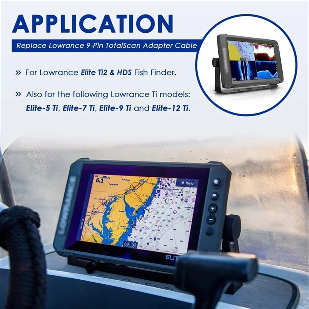 ANX MKR-US2-16 Replaces for Lowrance 9-Pins TotalScan Adapter Cable Fish Finder Adapter Cable (Fits Elite Ti2 & HDS), 1852076