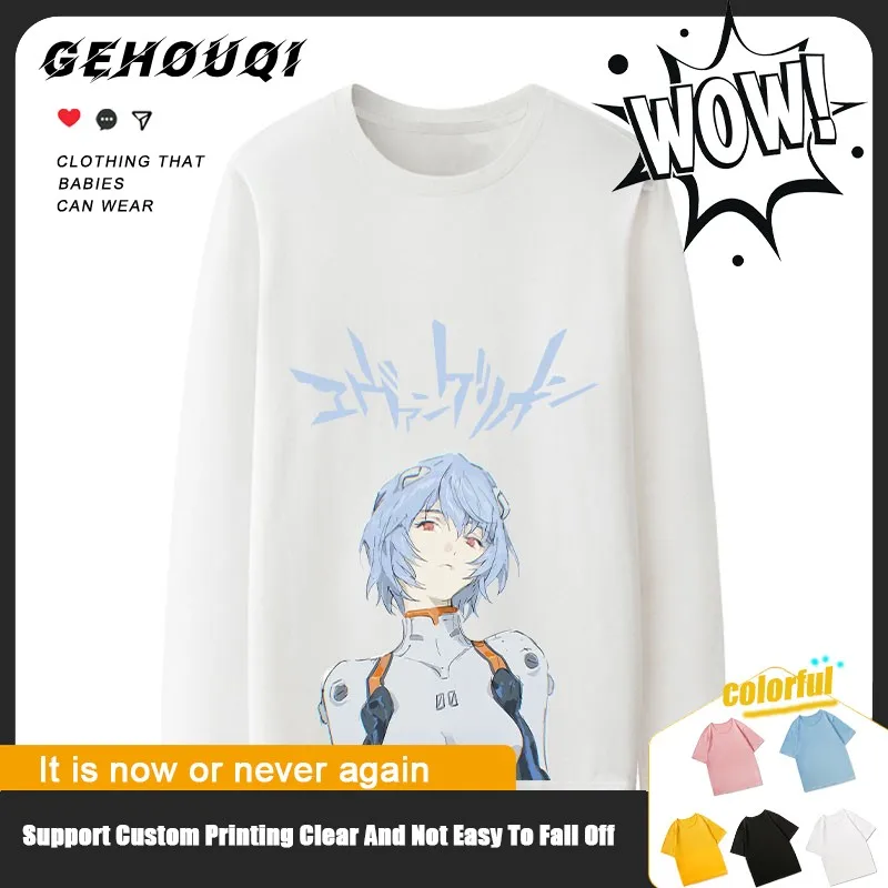 

Eva New Century Evangelion Korean Version T-shirt Long Sleeve Male Ayanbo Riming Fragrant Anime Printed Clothes All Match Autumn