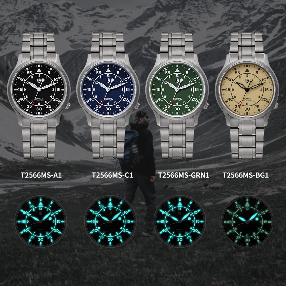 BERNY-Reloj de pulsera de titanio para hombre, cronógrafo de cuarzo deportivo ultraligero con movimiento luminoso, resistente al agua, 50m de