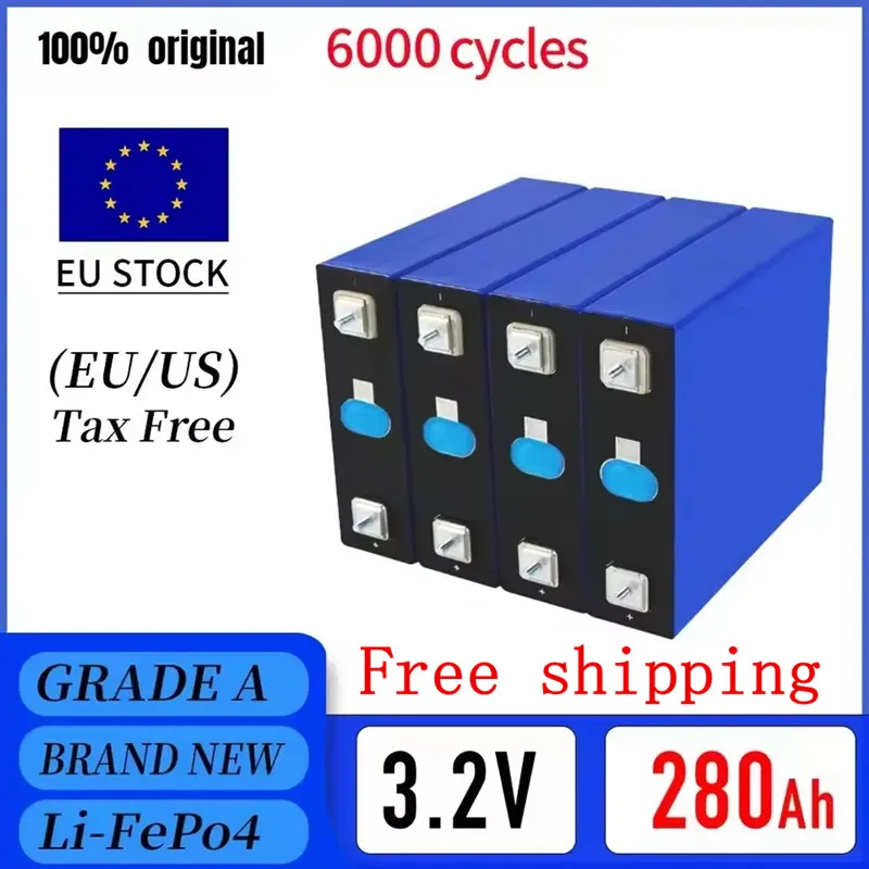 3.2 فولت 280 أمبير LIFEPO4 بطارية تخزين منزلي نظام الطاقة الاتحاد الأوروبي الأسهم اللثيوم إعادة شحن مجموعات البطارية لتقوم بها بنفسك 12 فولت 24 فولت 48 فولت حزمة