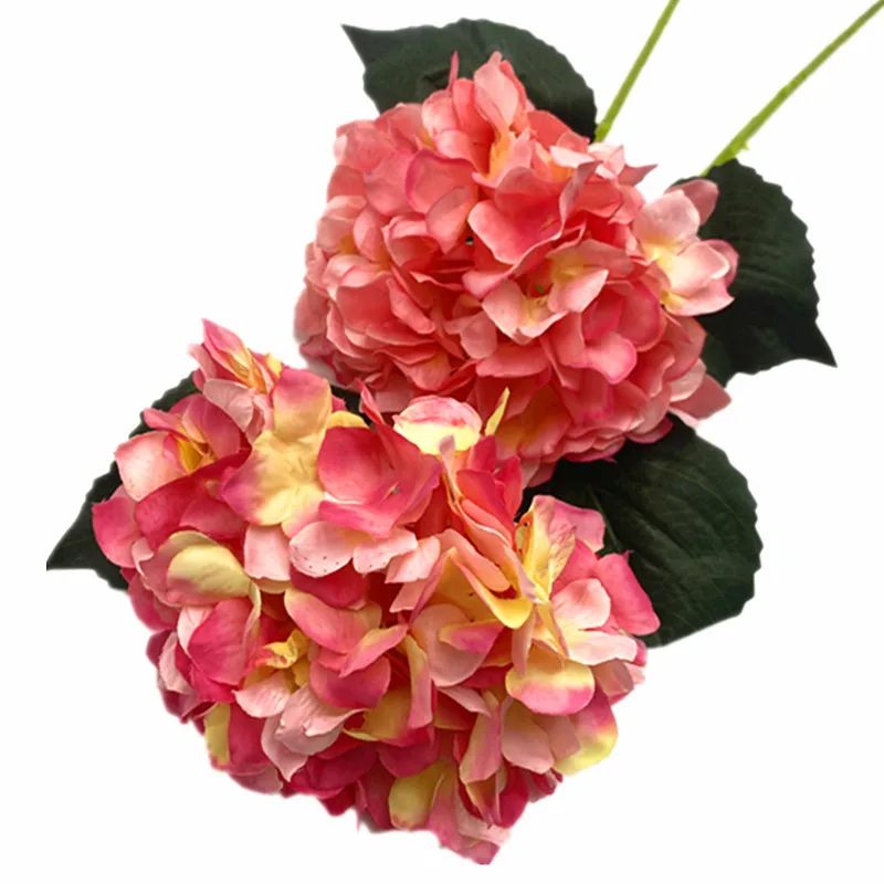 One Silk Single Stem Big Head Hydrangea Flower Artificial Hydrangea Macrophylla Pink/Dark Pink Color for Wedding Flowers