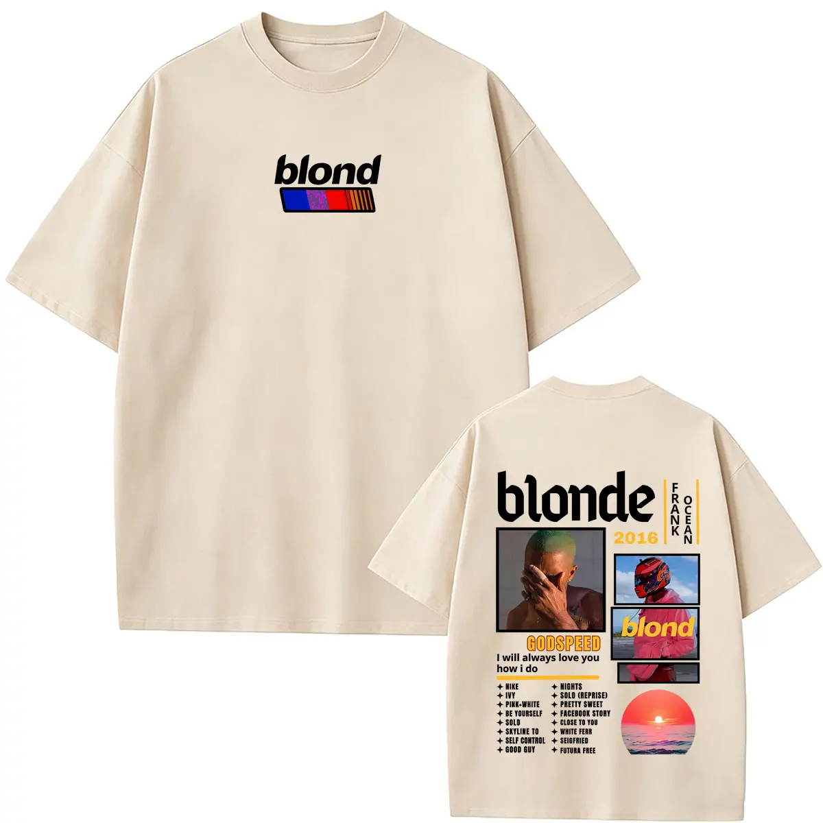 Rapper Frank Ocean Blond Album Cover T-shirt Summer Men Women Hip Hop Fashion Pop Music Streetwear Male Casual Soft Cotton Tees