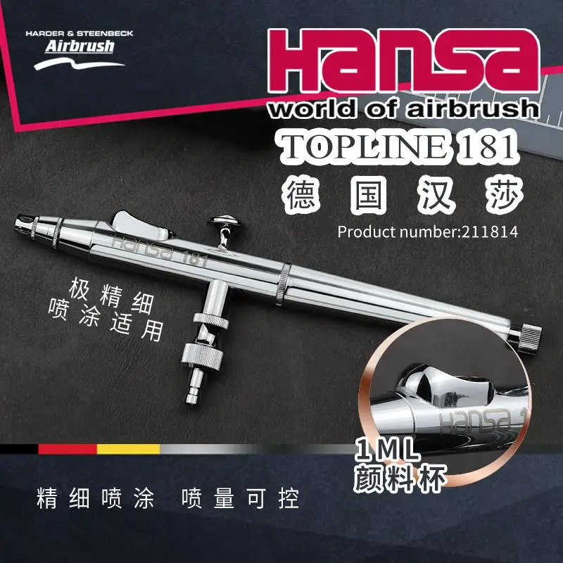 Harder & Steenbeck Aerografo Airbrush 211814 Topline Hansa 181,chrome 0.2mm 1ml High Quality Assembly Model Tools