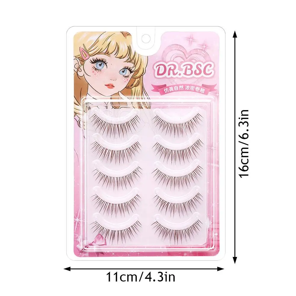 5 pares de pestañas postizas naturales de larga duración extensión de pestañas cruzadas cosméticos útiles maquillaje de ojos reutilizable pestañas postizas