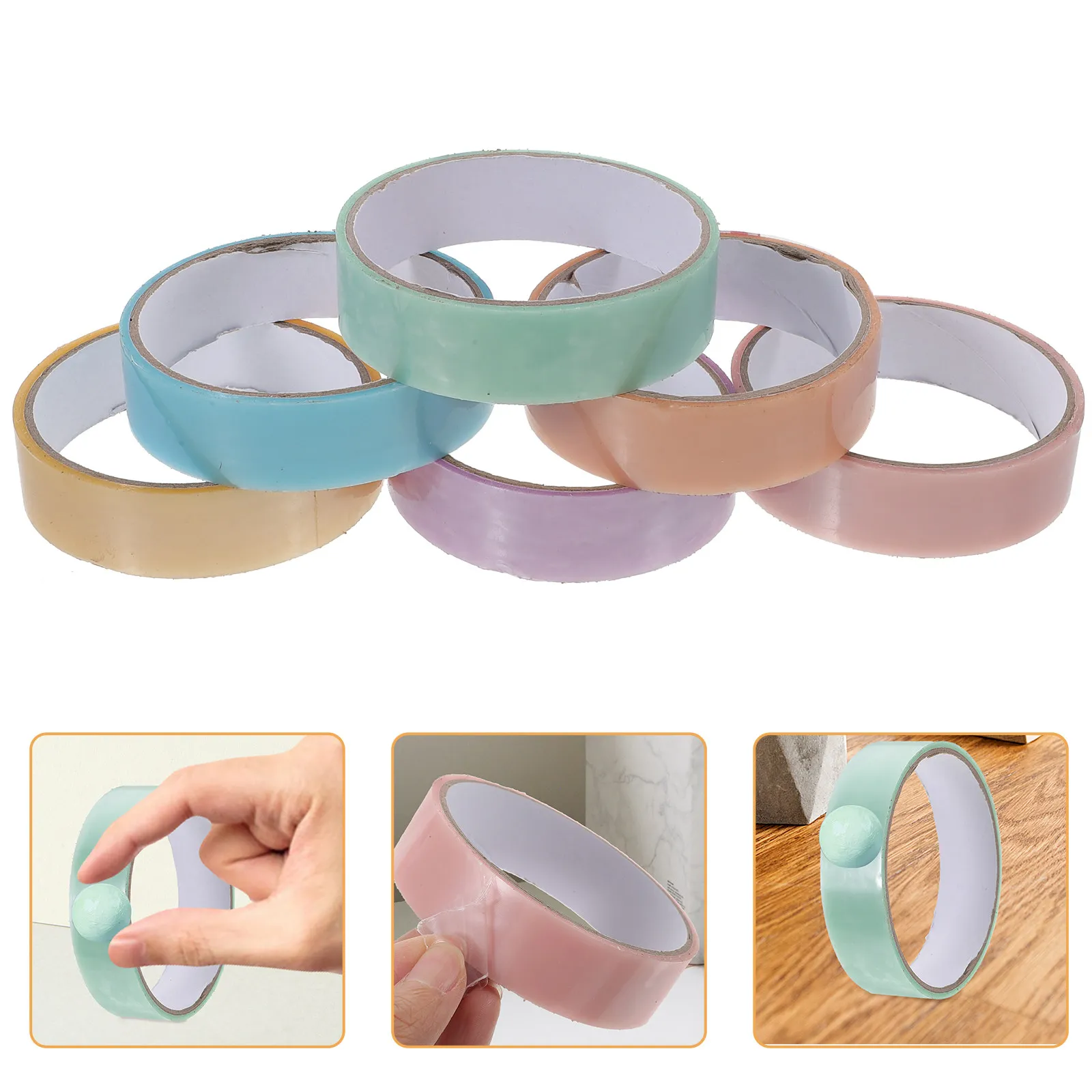 

6 рулонов разноцветной перламутровой ленты-шариков, липкие шарики-ленты для расслабляющих игр, декомпрессионная клейкая лента, креативный подарок для детей