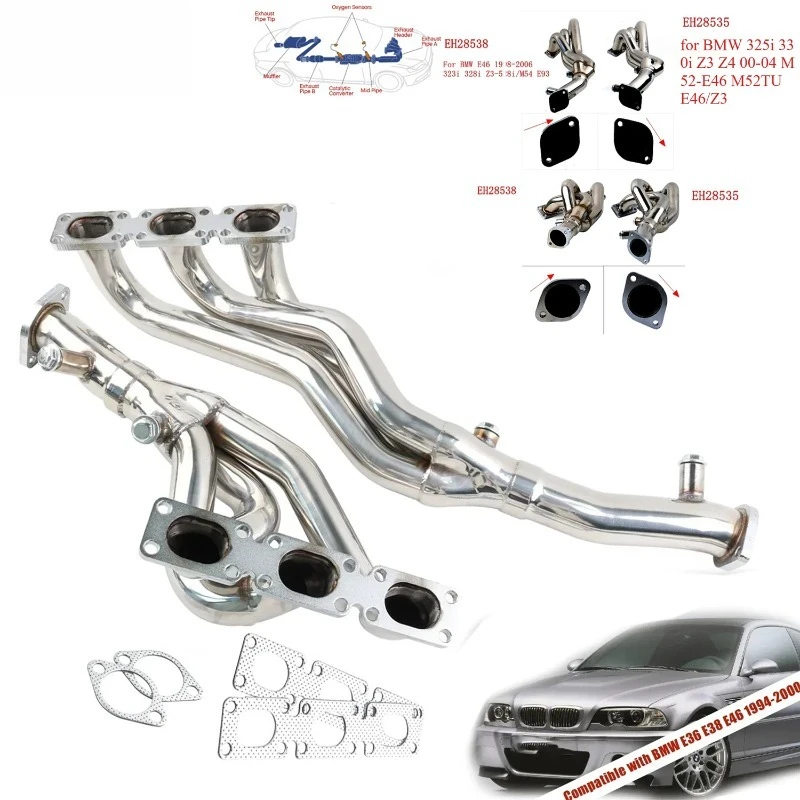 Suitable for BMW E46 323i 328i E39 2.5L/2.8L/3.0L Stainless Steel Exhaust Manifold Header