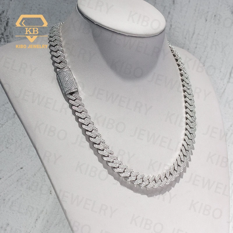 Rapper Jewelry Iced Out Hiphop Necklace For Men 8mm 10mm 12mm 925 Sterling Silver lab diamond moissanite cuban link chain