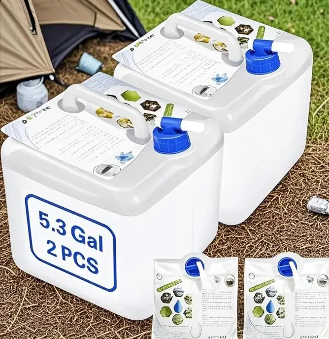 Portable Foldable Water Bag Collapsible Water Storage Container with Spigot Faucet BPA-Free Plastic Bucket Drink Dispenser 10L 20L Jug for Outdoor Camping Hiking Picnic Survival Emergency Preparedness Car Travel Tank
