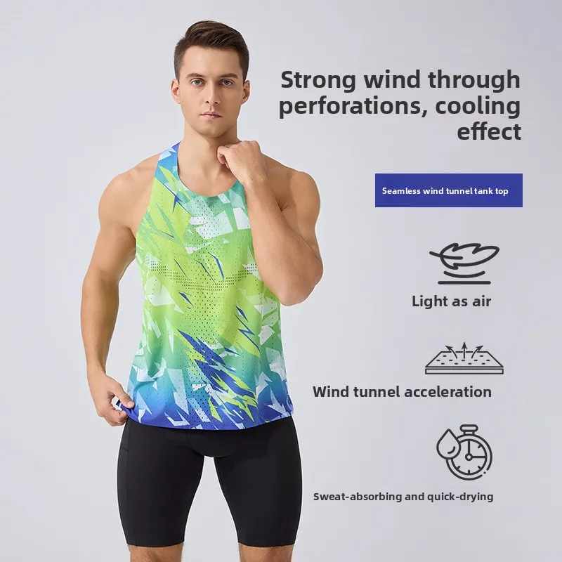 Men's Running Tank Top Thin Breathable Quick Dry Sports Fitness Sleeveless T-Shirt Lightweight Summer Marathon Race Vest