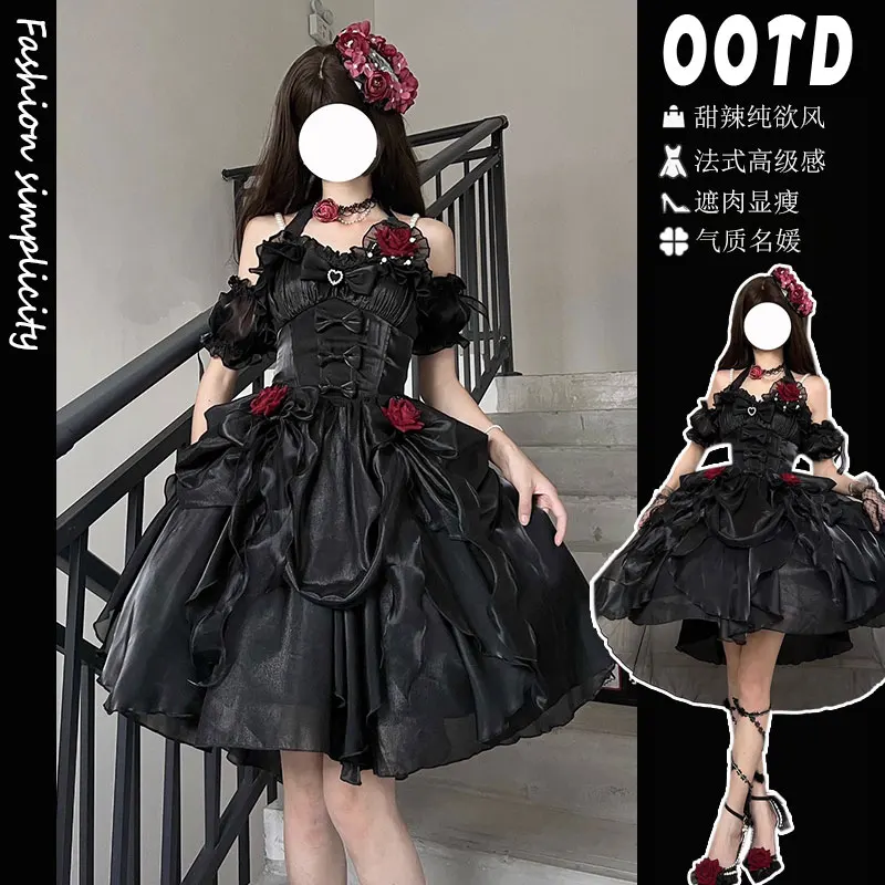 

New tea party Lolita Goth fishbone halter dress Female haute couture on the Run Princess dress birthday dress