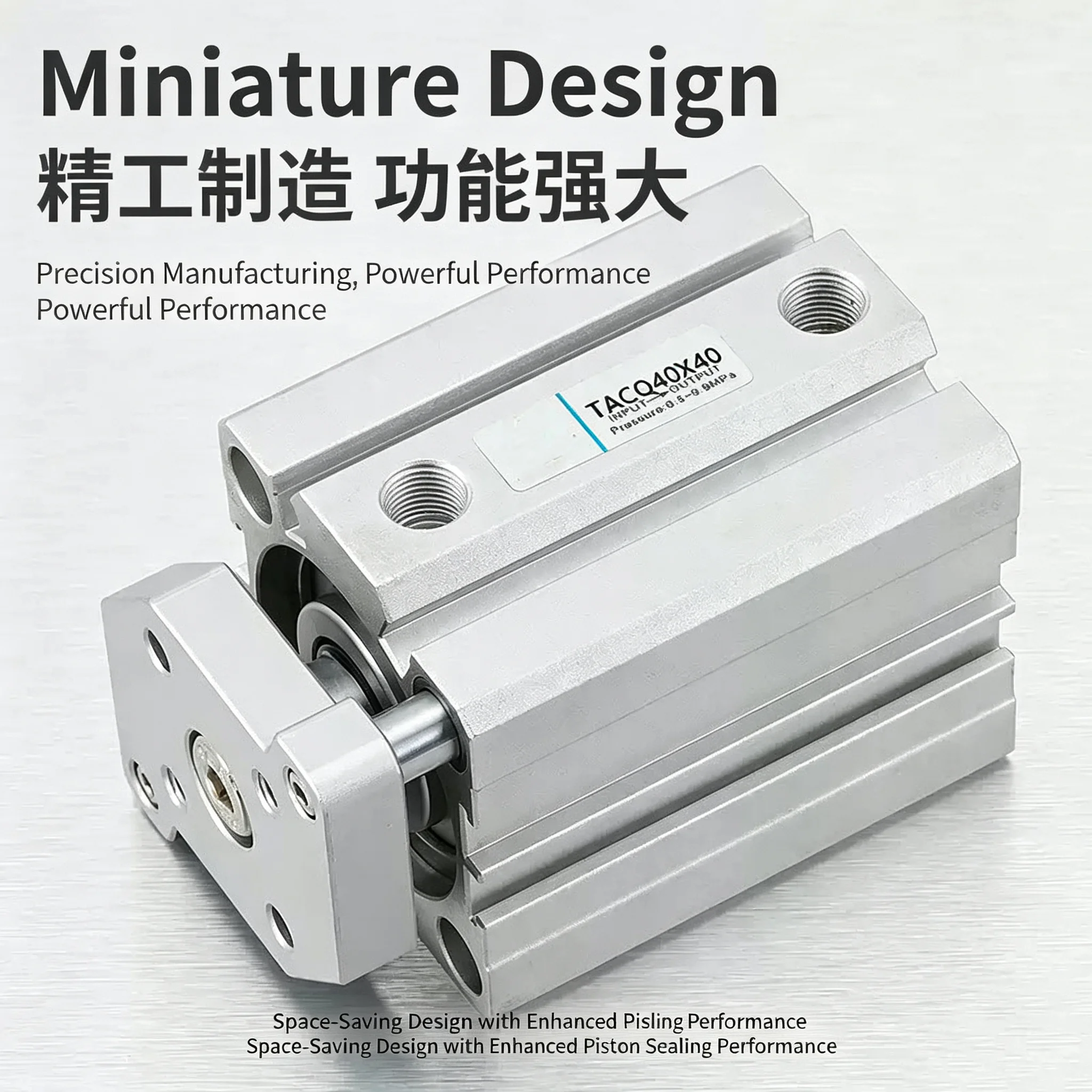 TACQ Series Thin Pneumatic Air Cylinder Bore 5-100mm Stroke -S Three-Axis Three-Rod with Guide Rod Piston for Precision Motion C