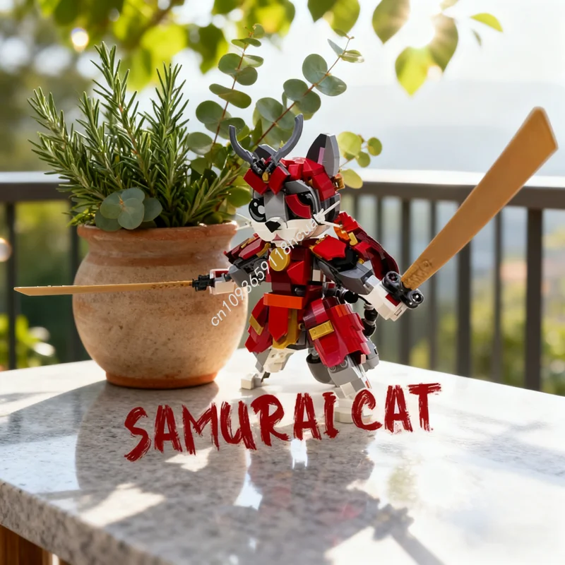 

833pcs MOC Samurai Cat Monster Hunter Model Building Blocks Architecture Creative Idea Toy Education Brick Christmas Gift Kids