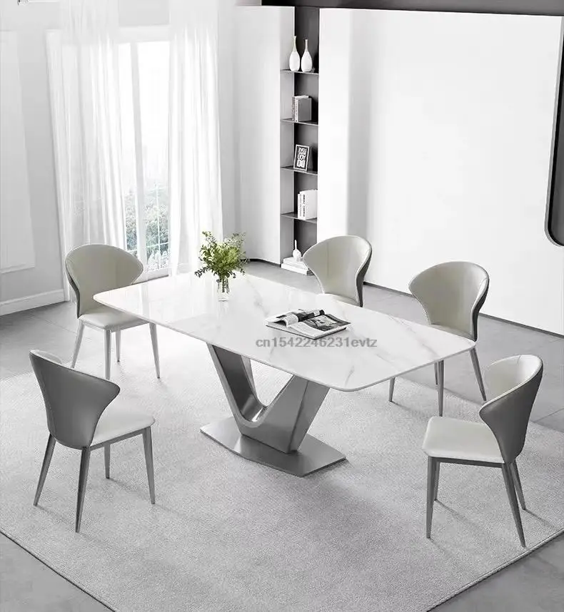 Minimalist Bright Slate Dining Table Light Luxury Designer Creative Household High-end Small Apartment Rectangle Kitchen Table