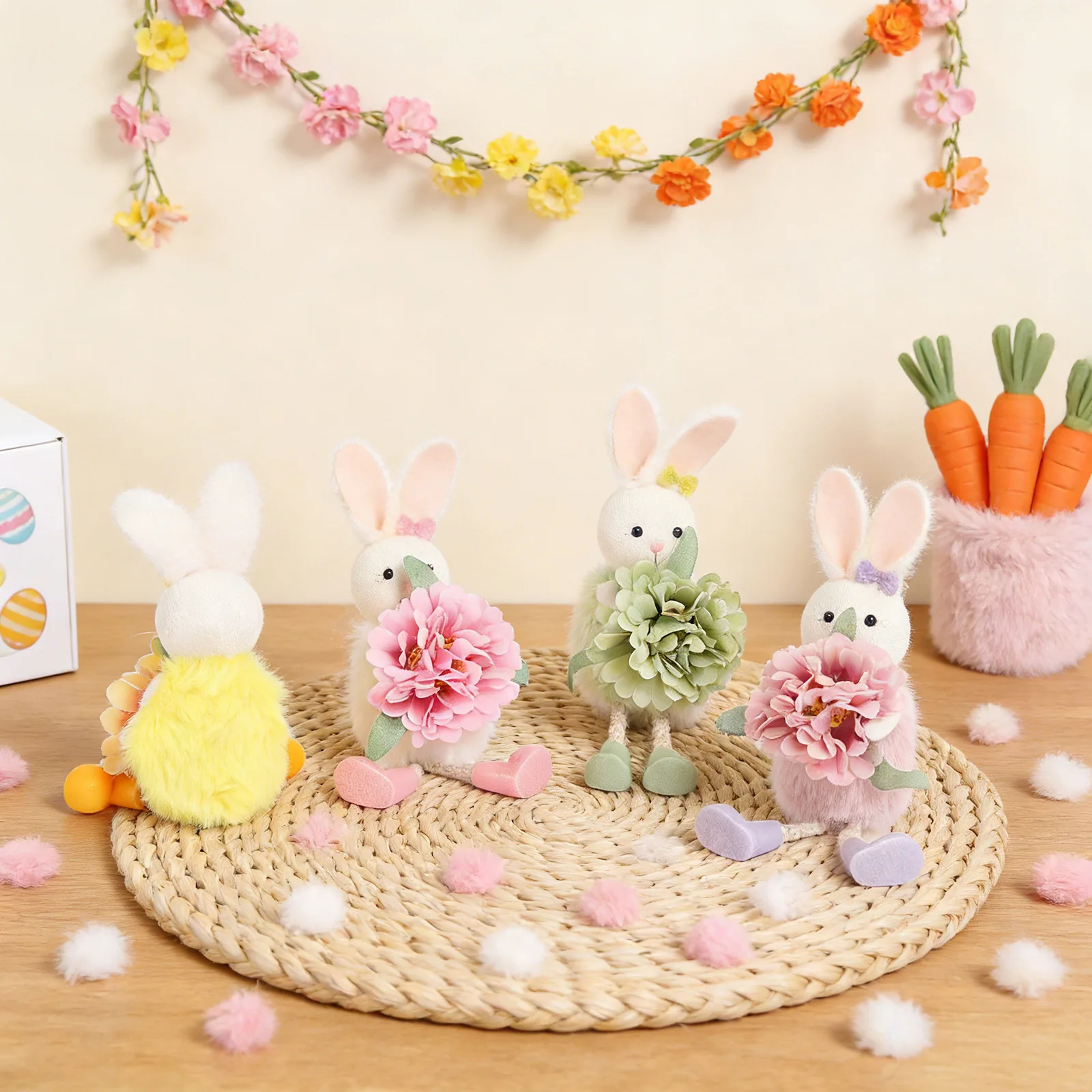 Easter Long Legs Flower Fairy Decoration Cute Rabbit Hanging Pendant Spring Easter Party Decor Birthday Baby Shower Kids Gift - Detail 1