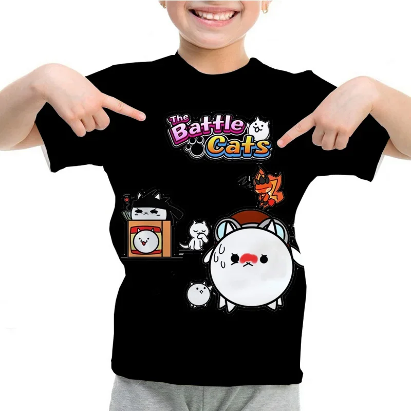 The Battle Cats T-shirt Kids Clothes boys Girls Casual O-neck T Shirt Cartoon Short Sleeve Tops Summer Children's Clothing 2-14Y