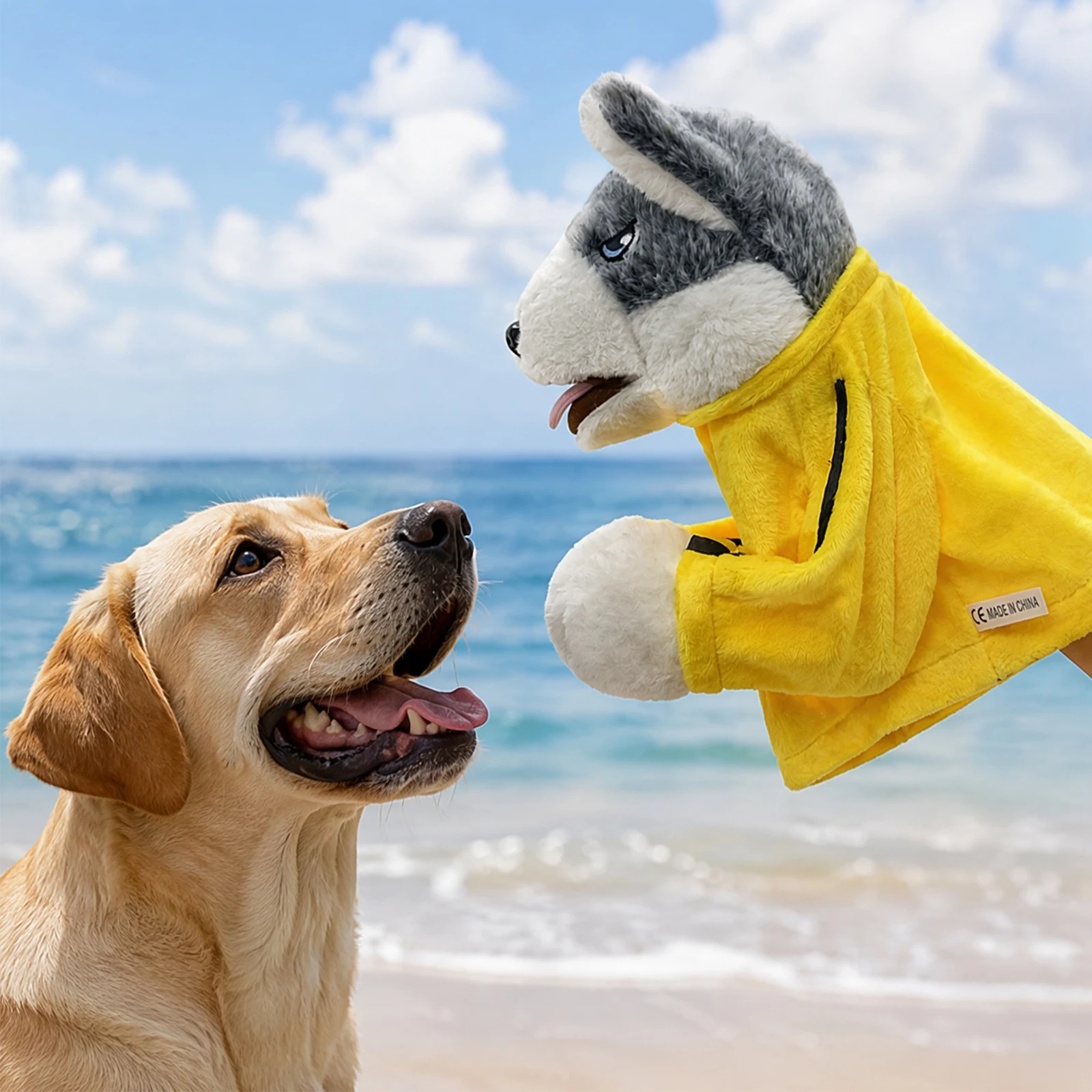Plush Shark Hand Puppet Animal Boxing Toy with Sound Effects for Pet Interactive Dragon Dog Soft Stuffed