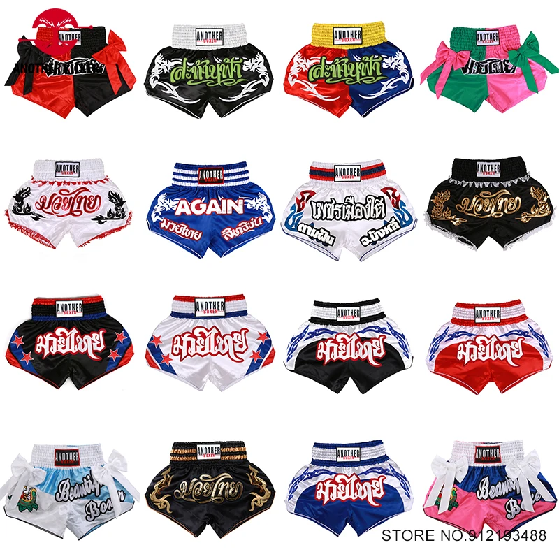 Muay Thai Shorts Premium Satin Boxing Training Pants Women Men Child Boy Girl Martial Arts Grappling Kickboxing Fight Trunks