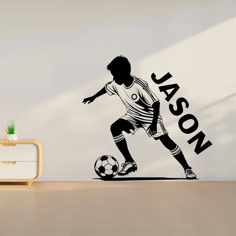 Custom Football Player Name Wall Sticker Vinyl Home Decoration for Boys Room Bedroom Soccer Decals Sport Theme Wallpaper Z634