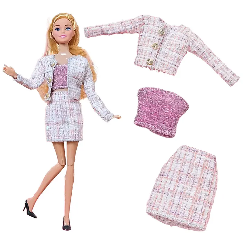 1 Set Fashion Clothes For Barbie Doll Clothes Coat Jacket Dress Shirt Sweater Skirt Daily Wear Mini Doll Accessories Girl`s Toy