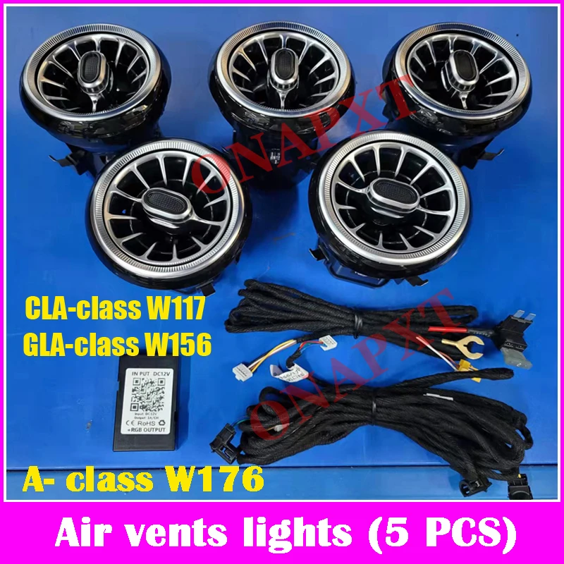 Led Voor Benz A/C/E/S/V/Cla/Gla/Glc W176 W205 w213 W222 W447 W117 W156 X253 Bluetooth App Nozzle Omgevingslicht Air Vent Turbine