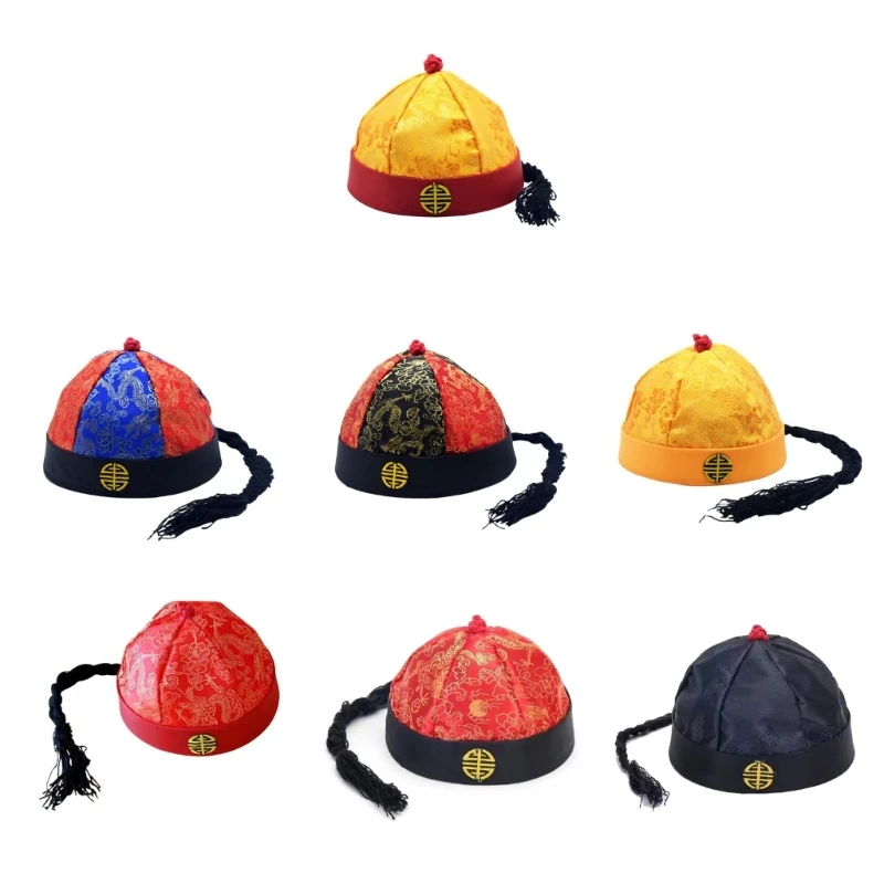 Traditional QingDynasty Chinese Hat for Adults Children ChineseEmperor Hat TangSuit Costume Hat Funny Photography Dropship