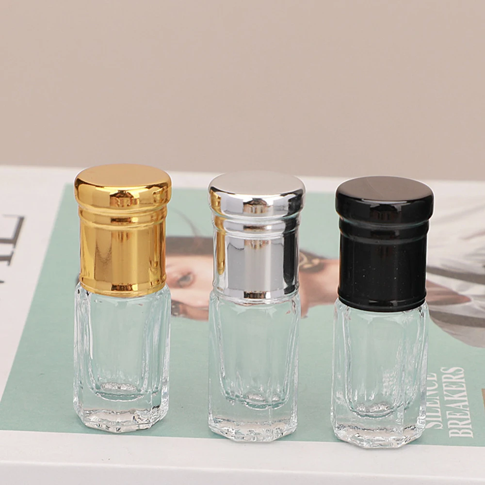 3/6/12ML Glass Roll on Bottle Sample Test Travel Essential Oil Vials Empty Perfume Bottles Roller Clear Refillable Containers