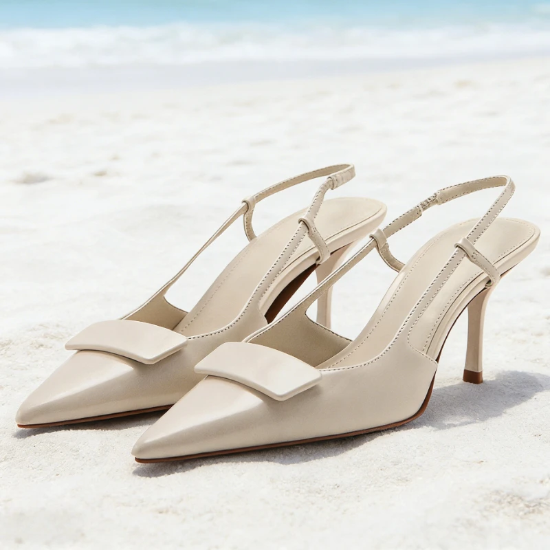 

Sexy Pointed-Toe Slingback High Heels Women 2026 Luxury Designer Heeled Sandals for Ladies Elegant Burgundy Party Dress Pumps