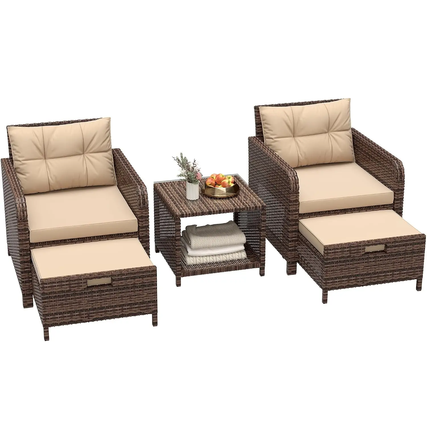 5-Piece Wicker Patio Furniture Set 12