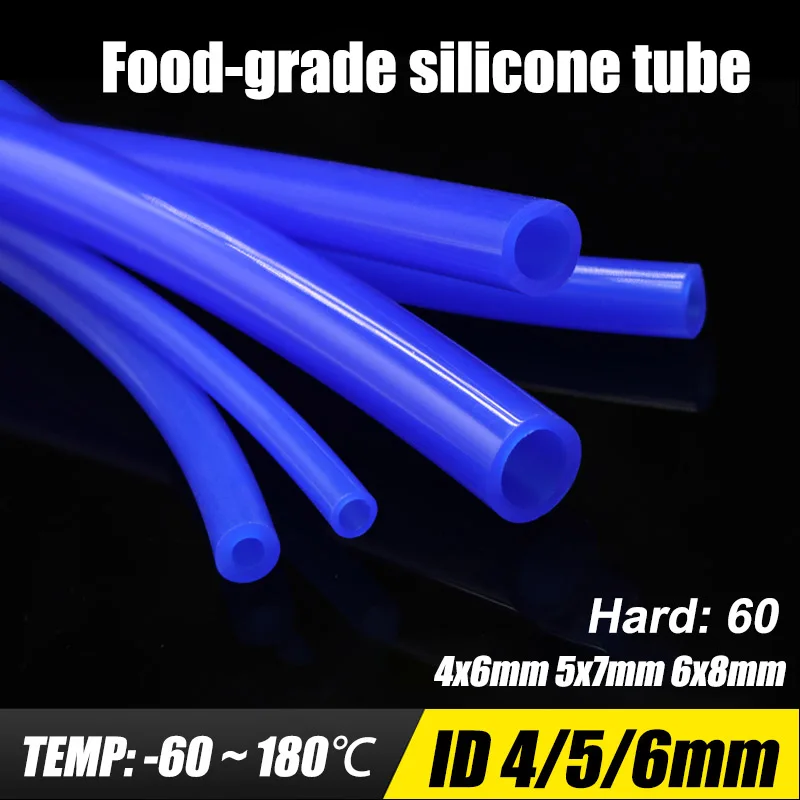 

1Meter ID 4 5 6 mm Food Grade Blue Silicone Rubber Tube Hose Tasteless Flexible High Temperature Resistant 4x6/5x7/6x8mm