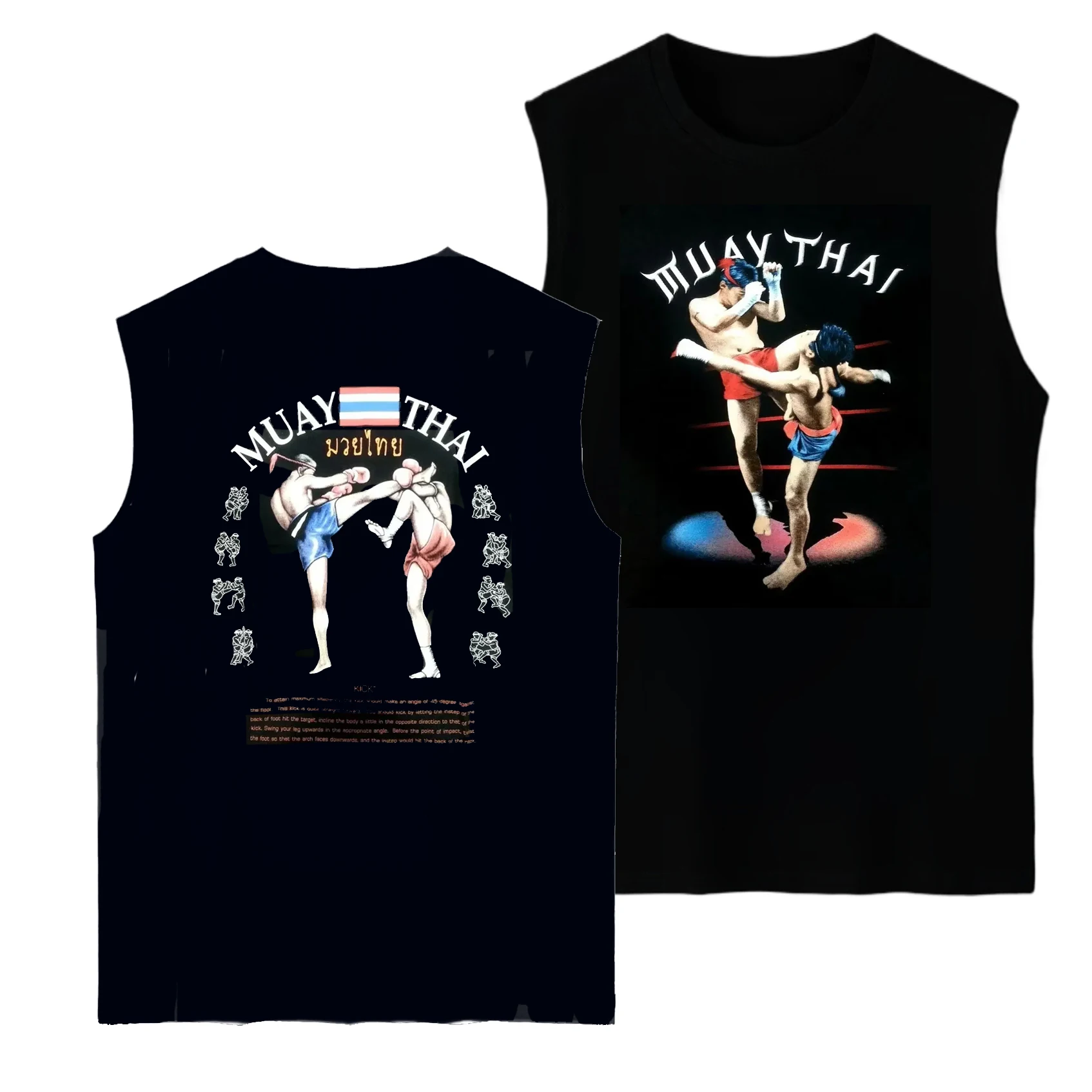 Thailand Martial Arts Muay Thai Kicking Boxing Combat Tanktop 100% Cotton O-Neck Casual Mens Vest Sleeveless T-shirt Streetwear