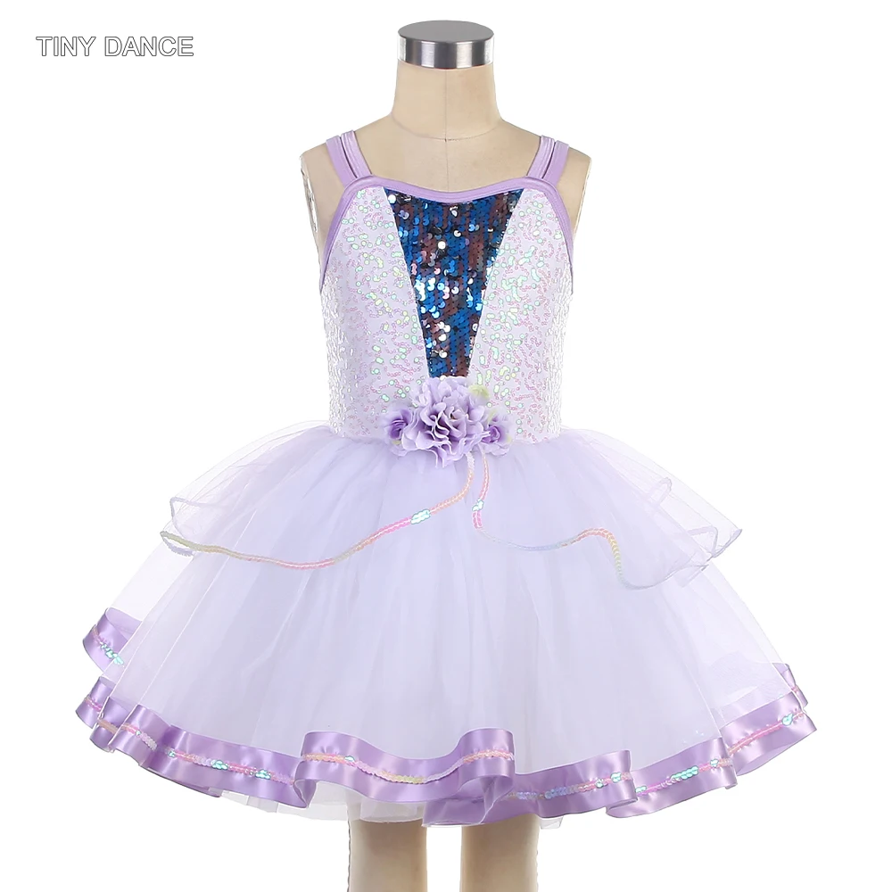 

Ballet Tutus Kids Dance Show Costume Sequin Spandex Leotard Bodice with White Puffy Tutu Skirt Dancing Fancy Dresses Children