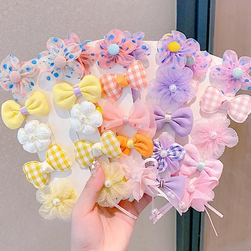 1 Set Children Cute Cartoon Flower Fruit Rubber Bands Hairpins Girls Lovely Hair Clips Kids Hair Bands Hair Accessories Gift