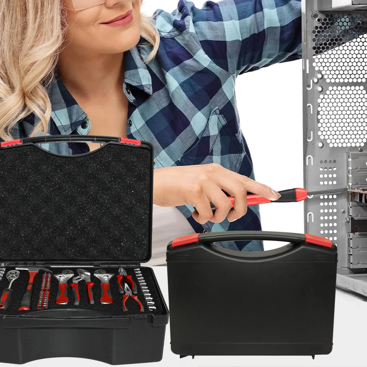 1PC Multifunctional Hardware ToolBox Lightweight Portable Plastic Instrument Case Notebook Protective Storage Box Outdoor Case