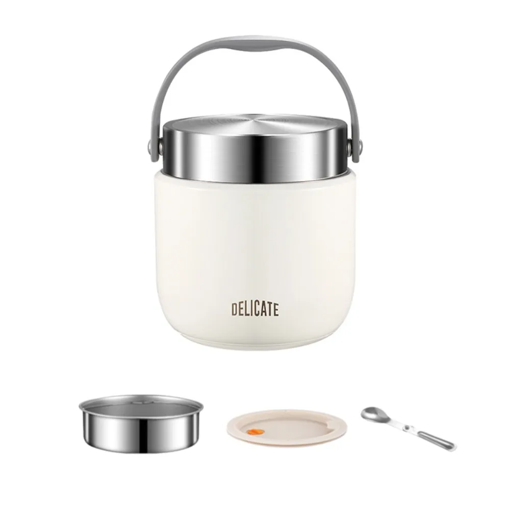 

Double-layer Insulated Lunch Bucket with Spoon Leakproof Thermos Food Jar 304 Stainless Steel Large Capacity Lunch Box Student