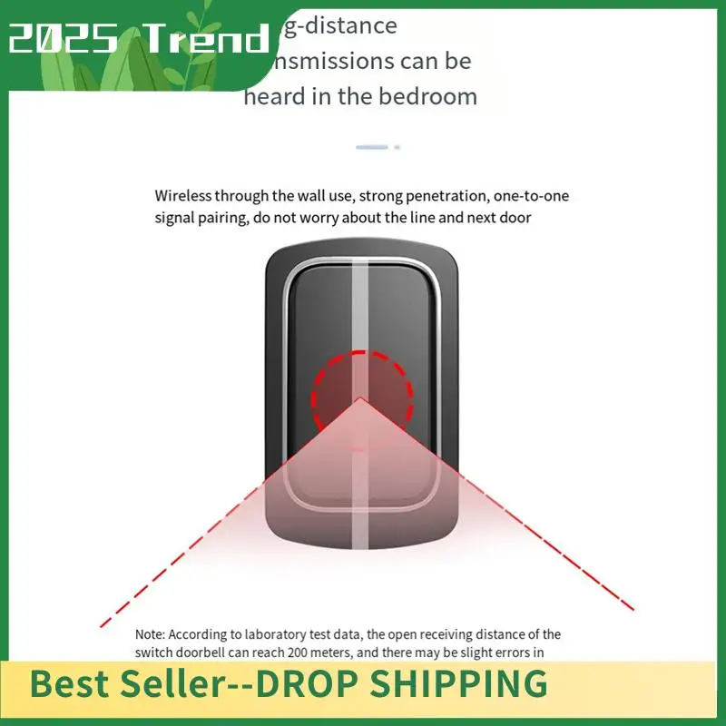Top Deals Self Powered Wireless Doorbell No Battery Waterproof Door Bell Chime Ring Elderly Caller Home Security Device