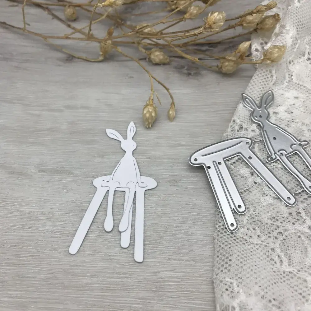 

1 шт., металлические штампы, форма для резки стула, украшения в виде кролика, скрапбукинг, лезвие для рукоделия, трафареты, штампы