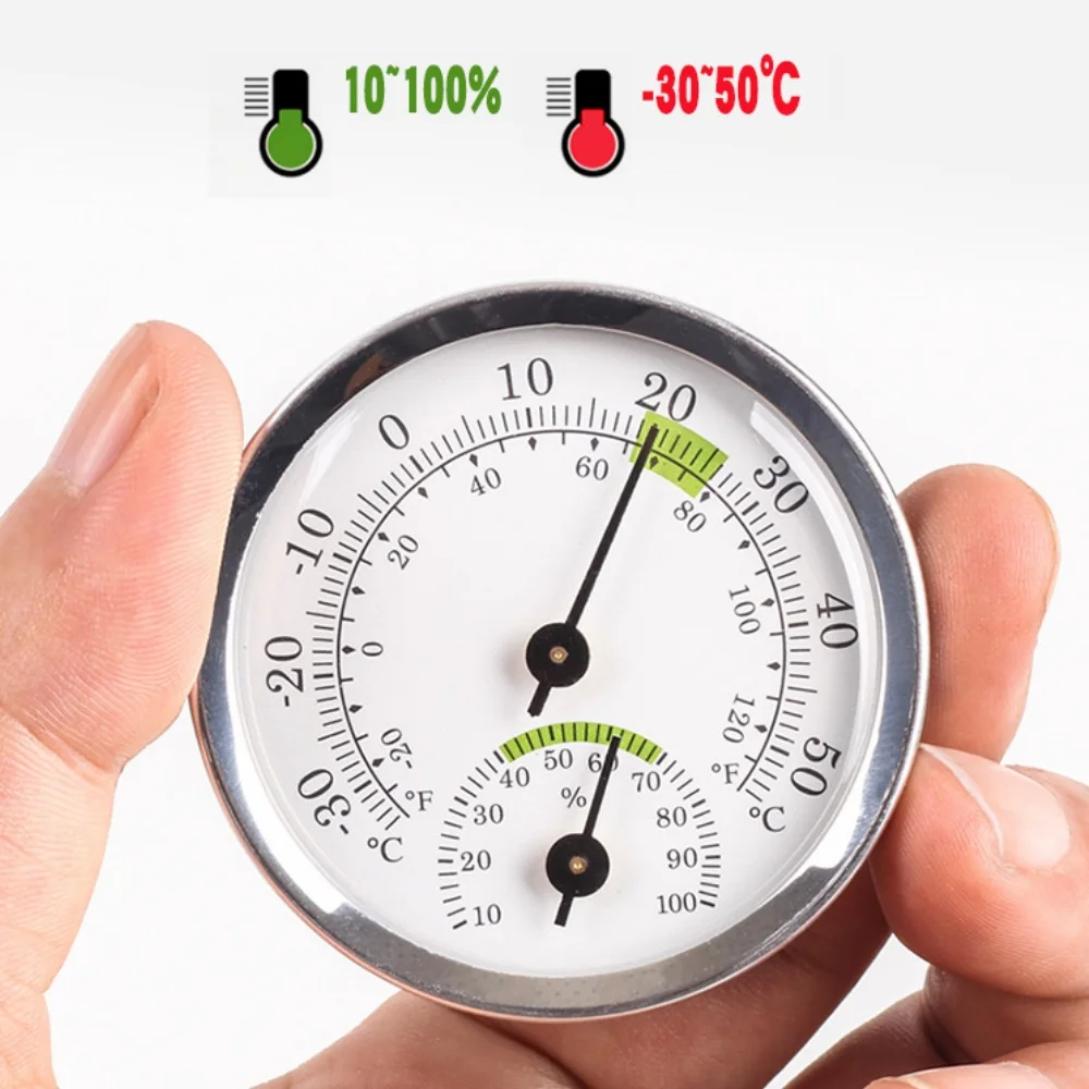 Indoor Thermometer & Hygrometer Mini Pointer-Style Compact Electronic Temperature & Humidity Sensor Gauge for Home Use