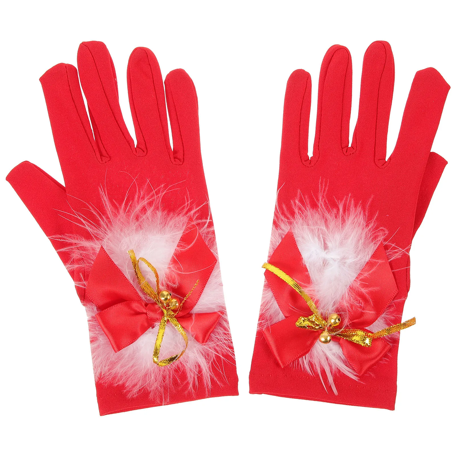 

Chritmas Red Gloves Cosplay Mittens Short Holiday Women Thick Furry Cute Winter