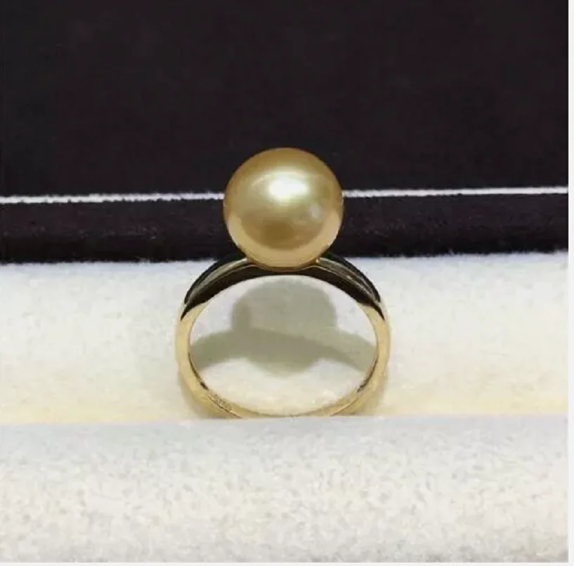 

Великолепное настоящее ОГРОМНОЕ кольцо AAAA диаметром 9–10 мм с круглым натуральным золотым жемчугом Южного моря 9–10 мм.
