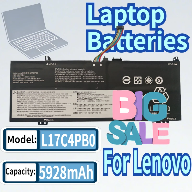 

Аккумулятор для ноутбука 5928 мАч L17C4PB0 для Lenovo Xiaoxin Air 14ARR 14IKBR 15ARR 15IKBR Ideapad L17M4PB0 530s-14IKB 530s-15IKB