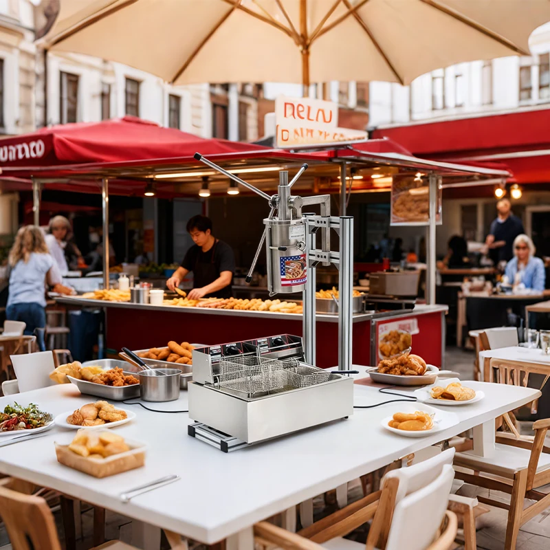 آلة صانع كروس التجارية 5L لـ Churros الإسبانية الكعك التلقائي الطارد خزان الزيت العجين المقلي المعجنات وجبة خفيفة مقهى متجر